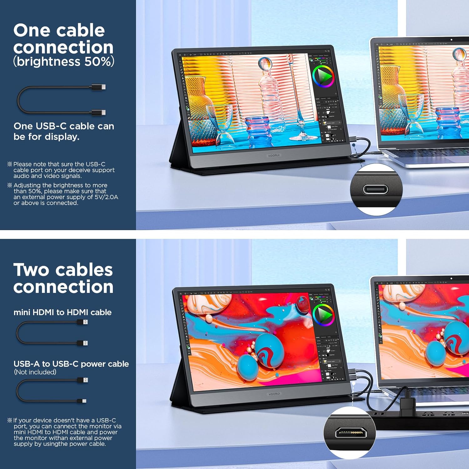 Monitor Portátil 15.6 1080p Pantalla Ips Usb-c Hdmi Koorui