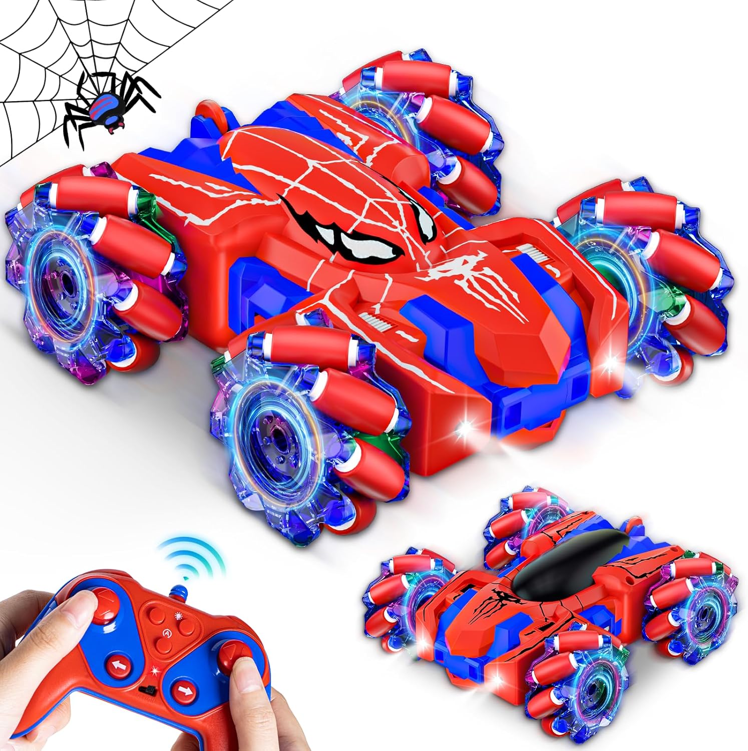 Spiderman Coche Control Remoto, Doble Cara 360° Acrobacias