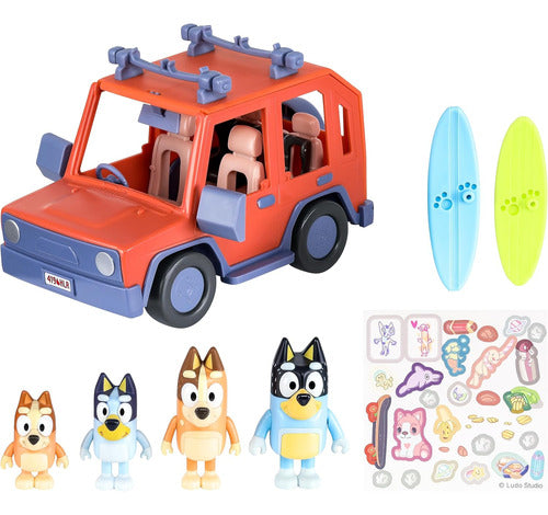 Set Vehículo 4x4 Familia Bluey + 4 Figuras + Accesorios