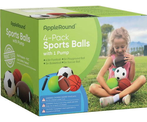 Paquete De 4 Pelotas Deportivas De Juguete Con Bomba Blanco