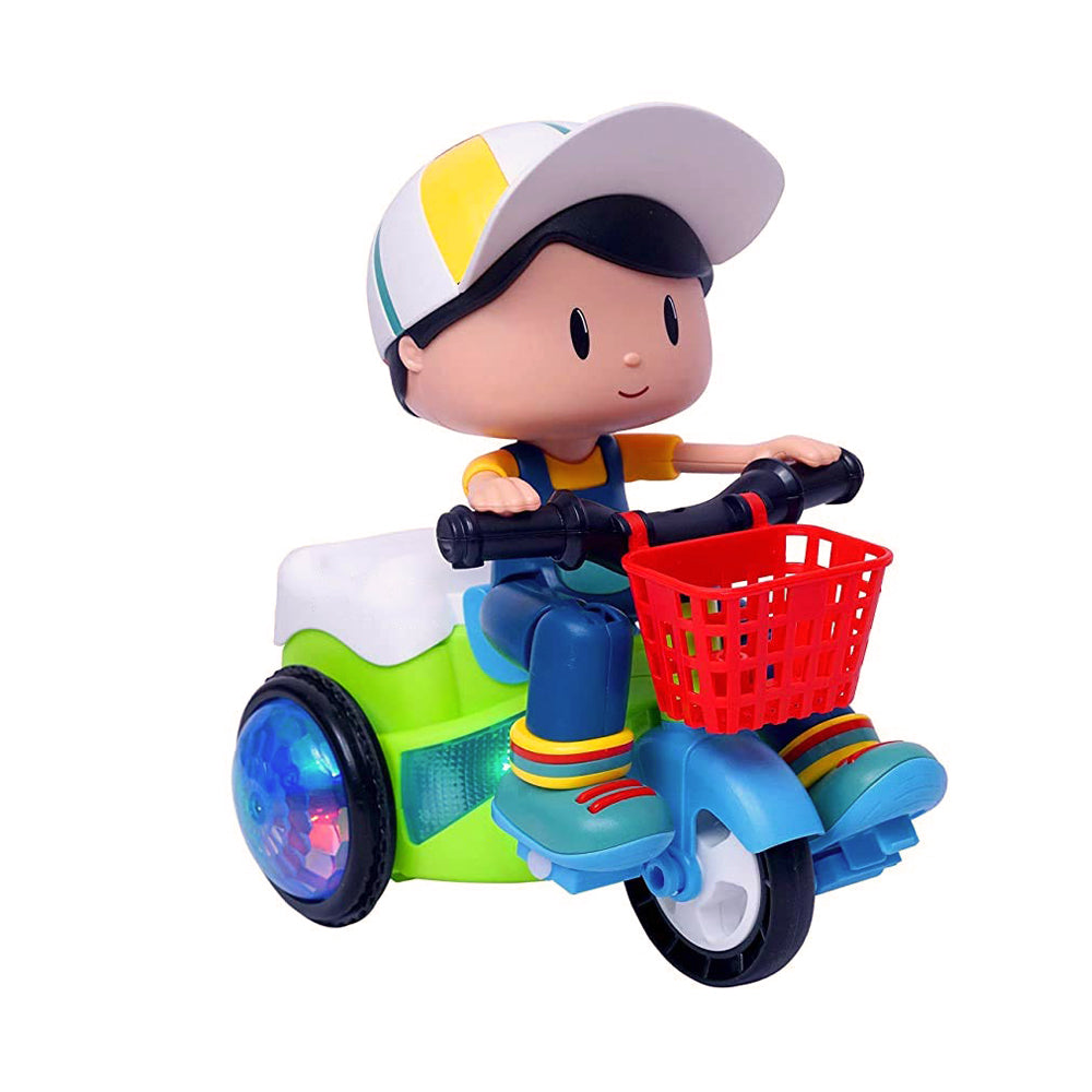 Niño En Bicicleta Luz, Movimiento - Pedalea Y Hace Acrobacia