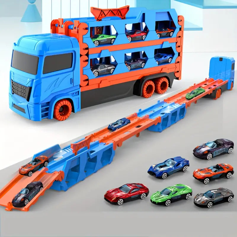 Camión Catapulta Pista De Carreras + 6 Carros