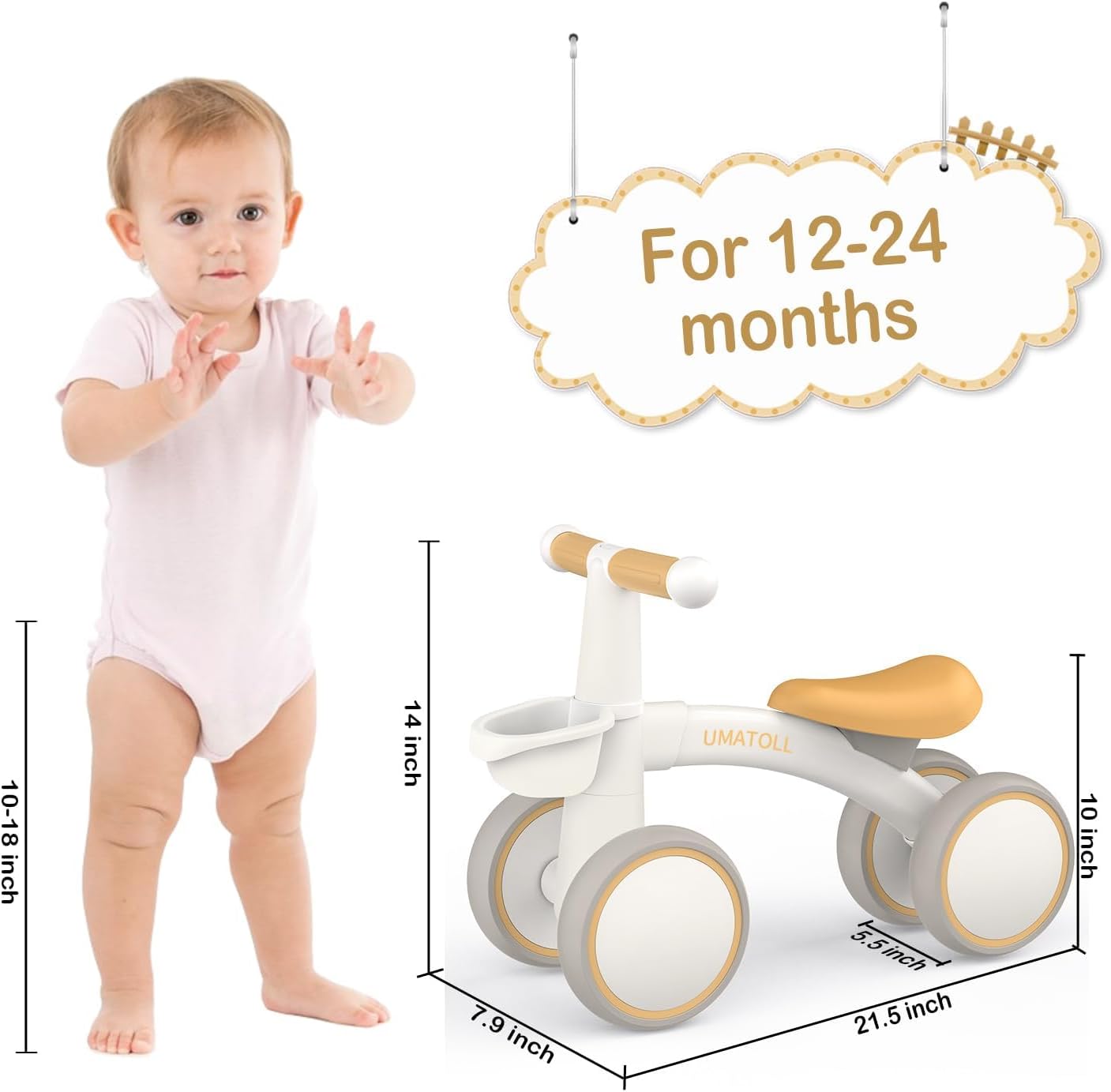 Umatoll Bicicleta De Equilibrio De Bebé Para Niños De 12-24 meses