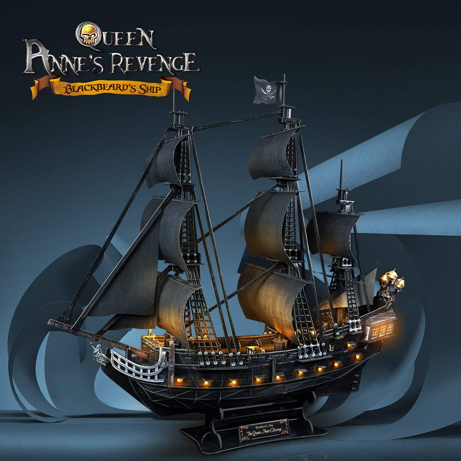 Cubicfun 3d Puzzle Led Pirata Barco 27'' Modelo Barco Velero