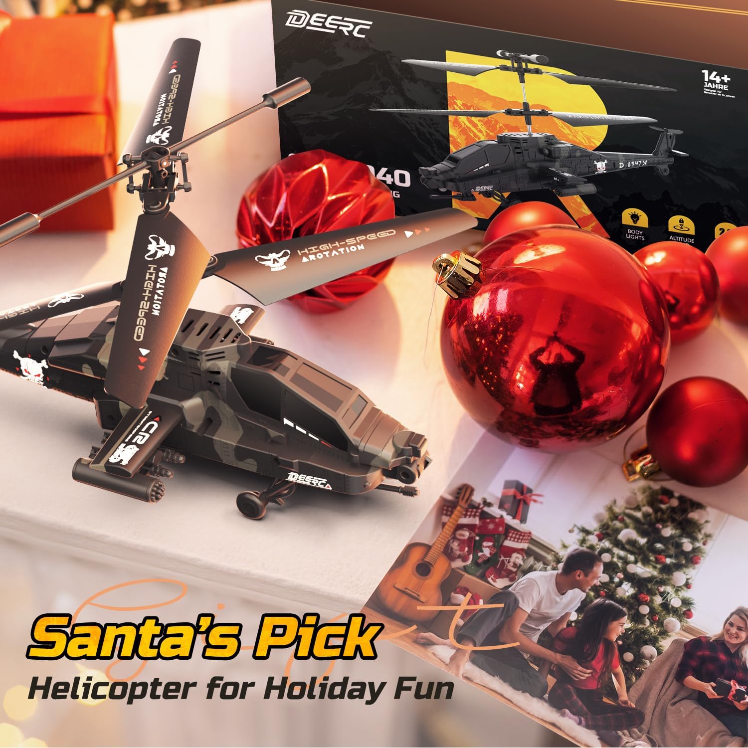 DeeRC Helicóptero A Control Remoto, Juguete De Avión Para Niños y Adultos