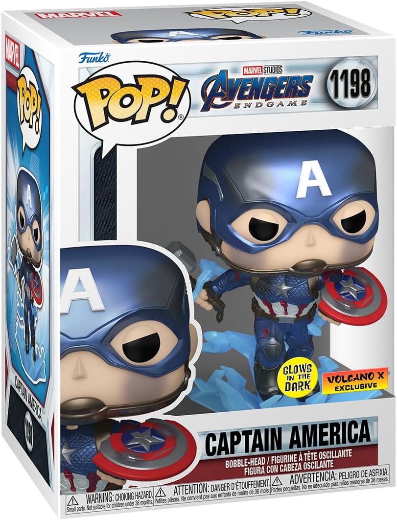 Funko Pop! Marvel Avengers Endgame Capitán América (brilla en la oscuridad y metálico) Exclusivo