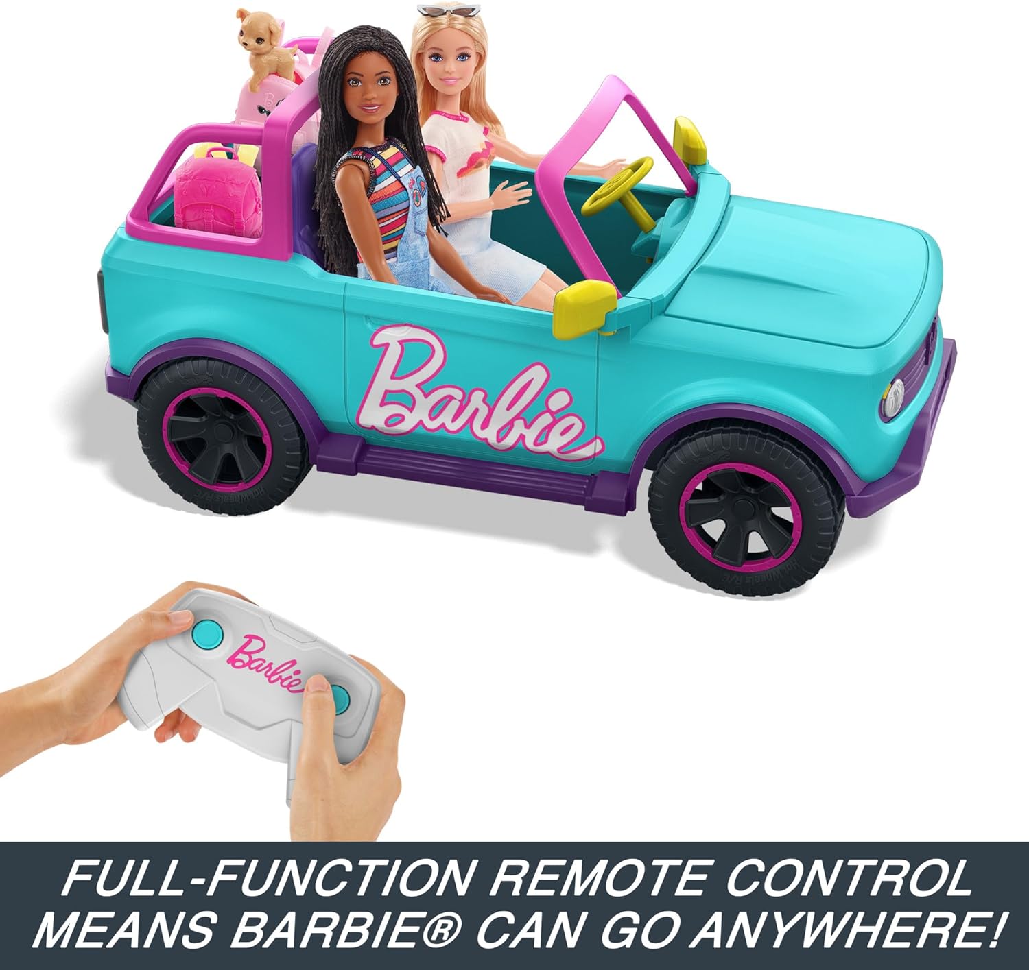 Carro Hot Wheels Barbie Rc Suv, Control Remoto Y Pegatinas