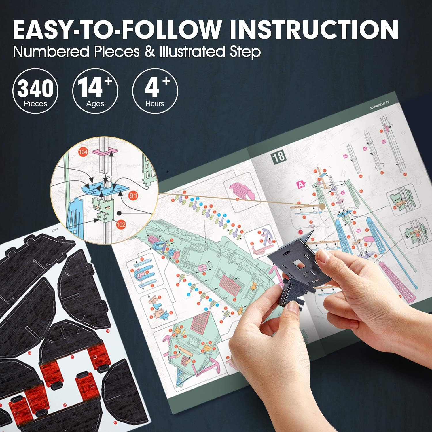 Cubicfun 3d Puzzle Led Pirata Barco 27'' Modelo Barco Velero