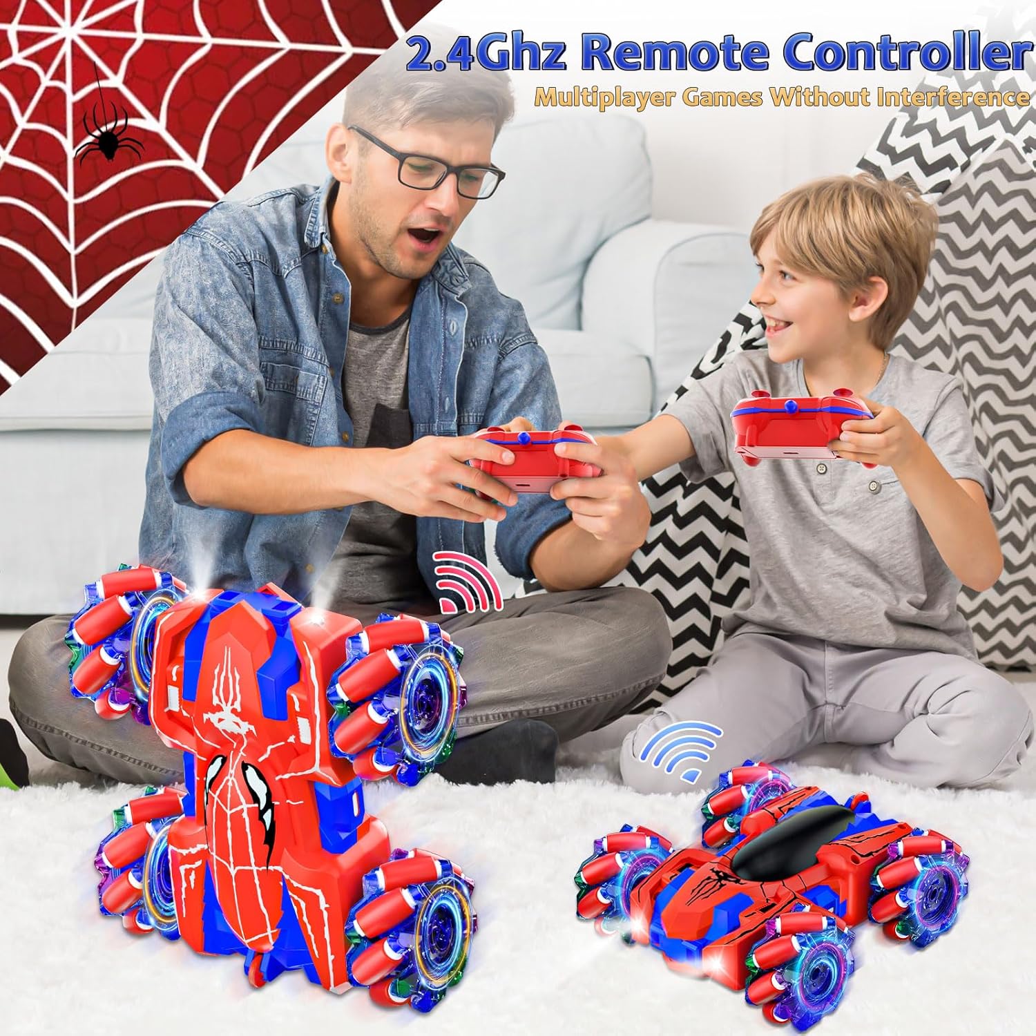 Spiderman Coche Control Remoto, Doble Cara 360° Acrobacias