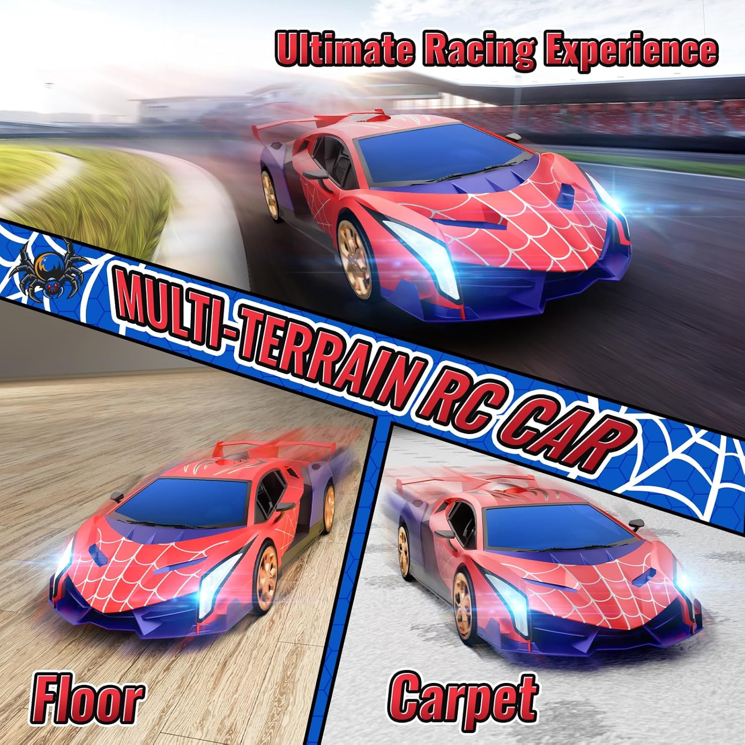 Carro A Control Remoto Spiderman 1:16, 2.4ghz Con Luces