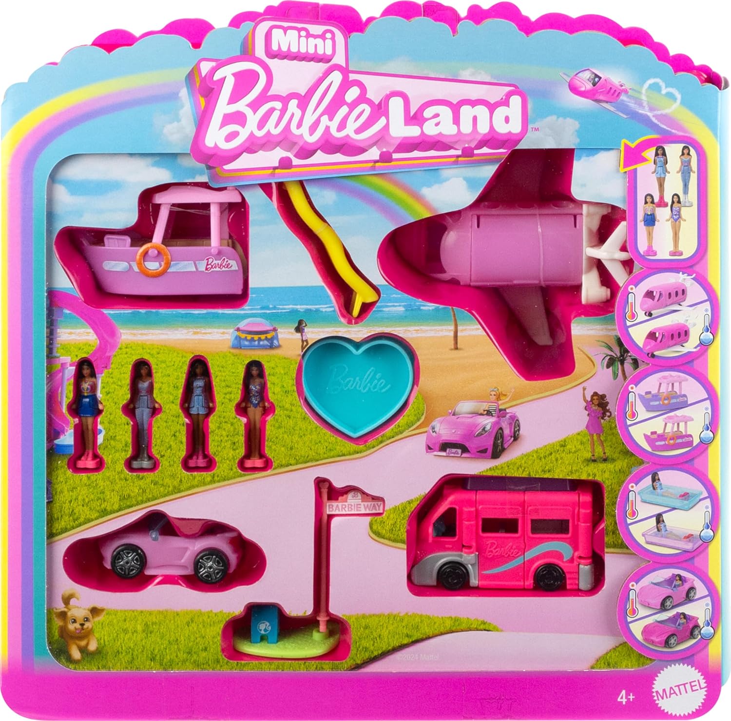 Casa De Muñecas Barbie Mini Con 4 Vehículos Y 4 Muñecas