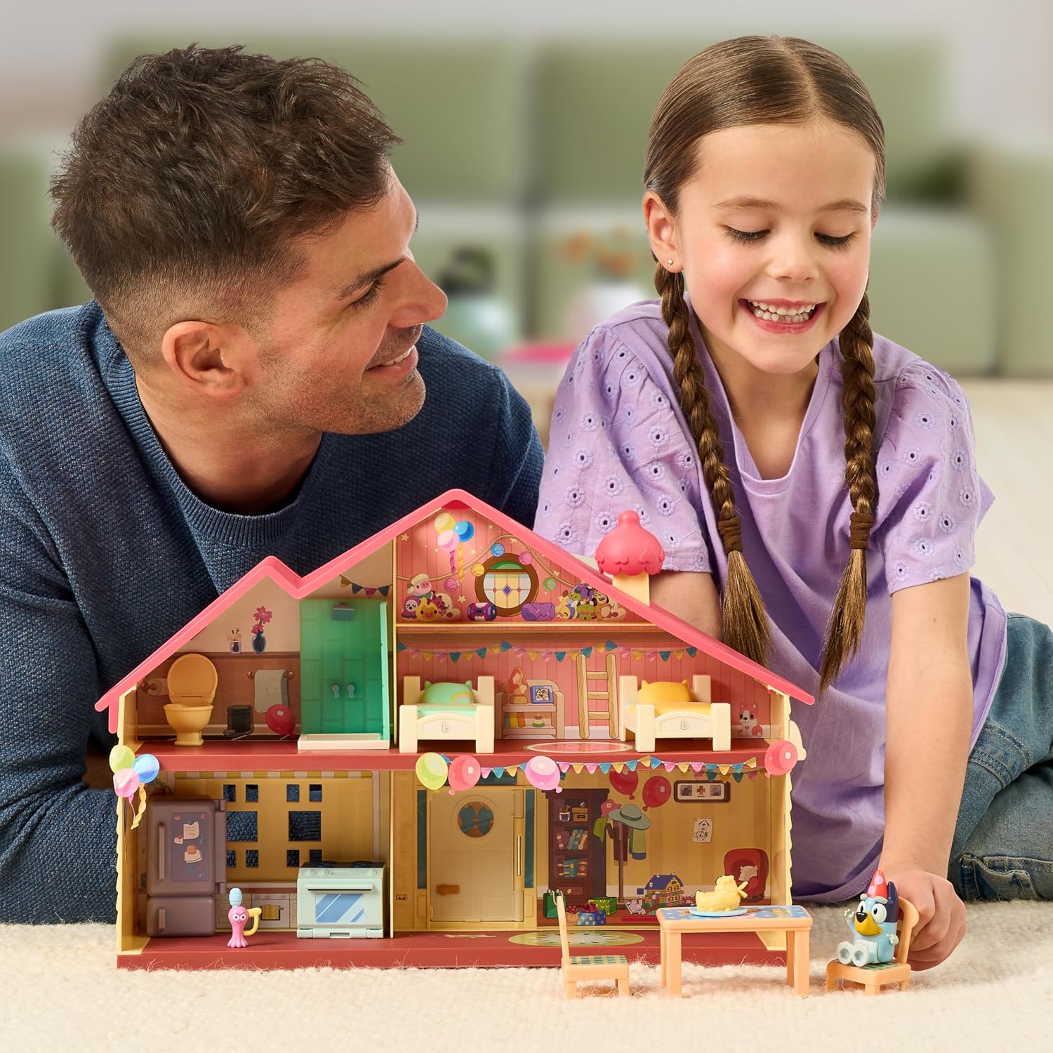 Casa De Bluey Celebración En El Hogar 11 Piezas + 1 Figura + Accesorios