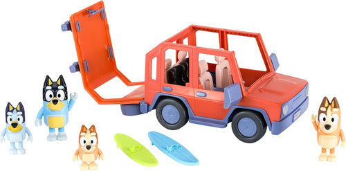 Set Vehículo 4x4 Familia Bluey + 4 Figuras + Accesorios