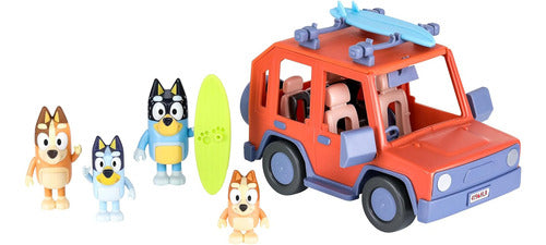 Set Vehículo 4x4 Familia Bluey + 4 Figuras + Accesorios