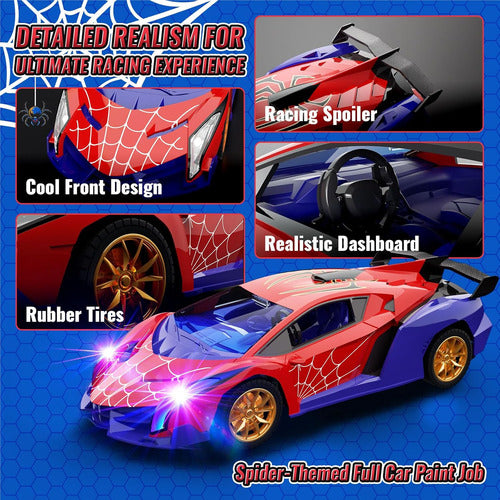 Carro A Control Remoto Spiderman 1:16, 2.4ghz Con Luces Rojo Spiderman