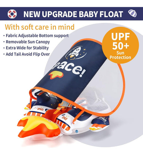 Flotador Inflable Swimbobo Para Bebé Con Soporte Y Toldo Azul