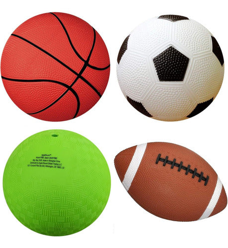 Paquete De 4 Pelotas Deportivas De Juguete Con Bomba Blanco