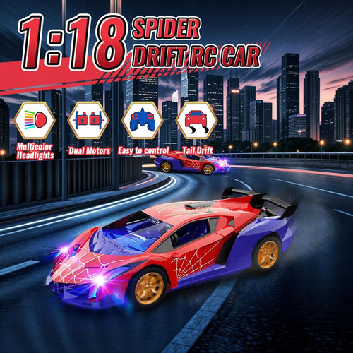 Carro A Control Remoto Spiderman 1:16, 2.4ghz Con Luces Rojo Spiderman
