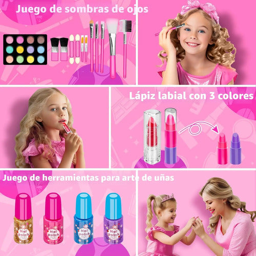 Kit De Maquillaje De 58 Piezas Para Niñas, Lavables