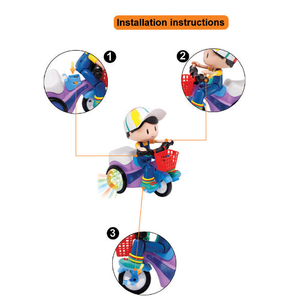 Niño En Bicicleta Luz, Movimiento - Pedalea Y Hace Acrobacia