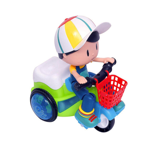 Niño En Bicicleta Luz, Movimiento - Pedalea Y Hace Acrobacia