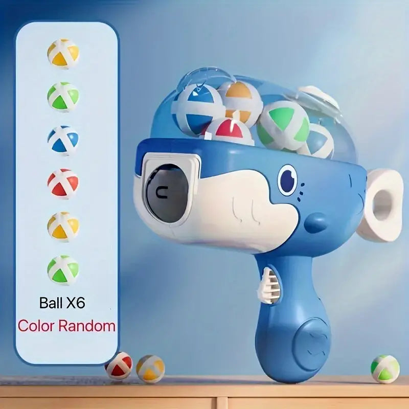 Pistola Lanzador De Bolas Adhesivas + 6 Pelotas