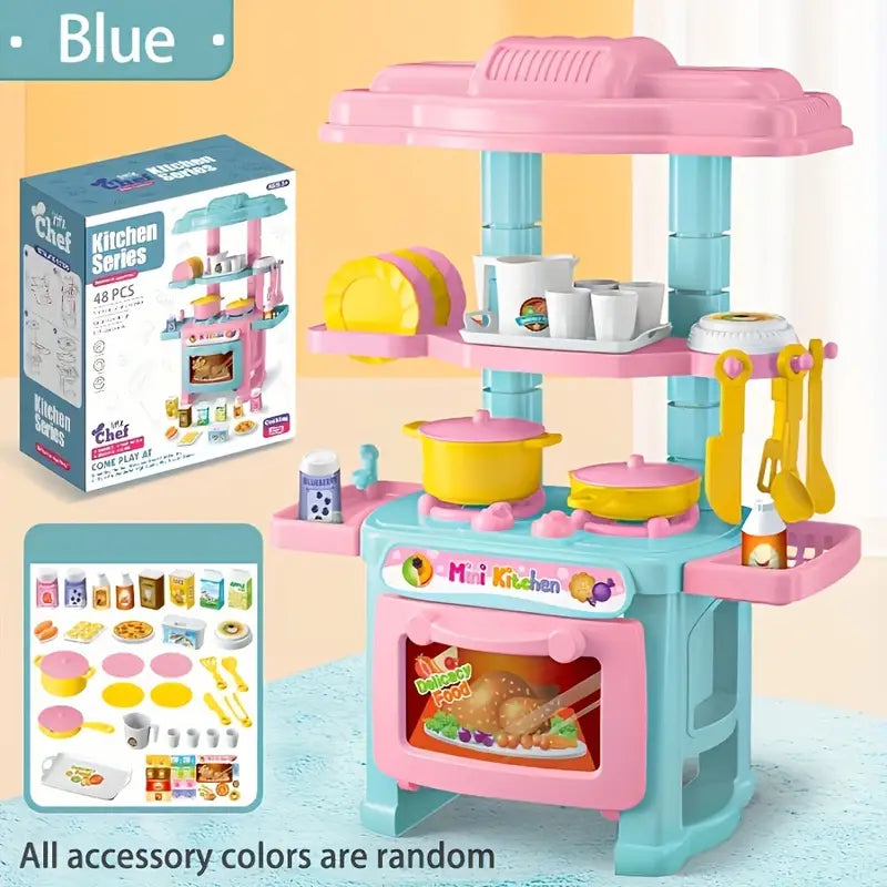 Set juguete de cocina en miniatura 48 Piezas Niña - Color Azul